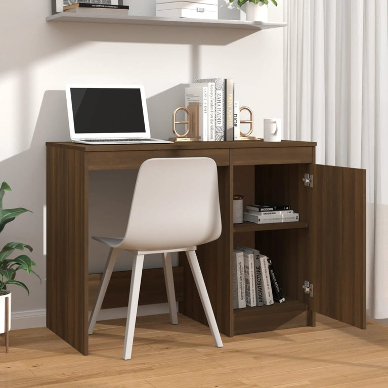 Bureau 100x50x76 cm bewerkt hout bruin eikenkleur MeubelReus