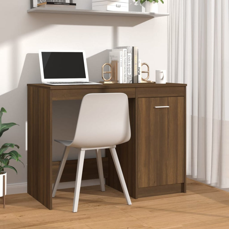 Bureau 100x50x76 cm bewerkt hout bruin eikenkleur MeubelReus