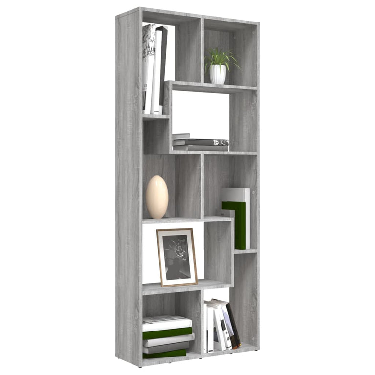 Boekenkast 67x24x161 cm bewerkt hout grijs sonoma eikenkleurig MeubelReus