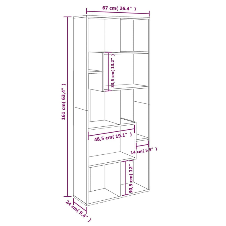 Boekenkast 67x24x161 cm bewerkt hout grijs sonoma eikenkleurig MeubelReus