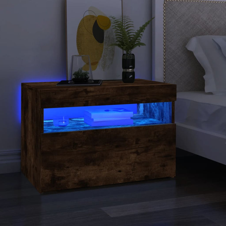 Tv-meubels 2 st met LED-verlichting 60x35x40 cm gerookt eiken MeubelReus