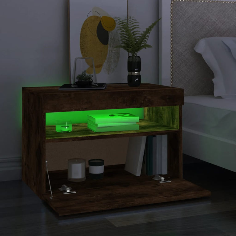 Tv-meubels 2 st met LED-verlichting 60x35x40 cm gerookt eiken MeubelReus