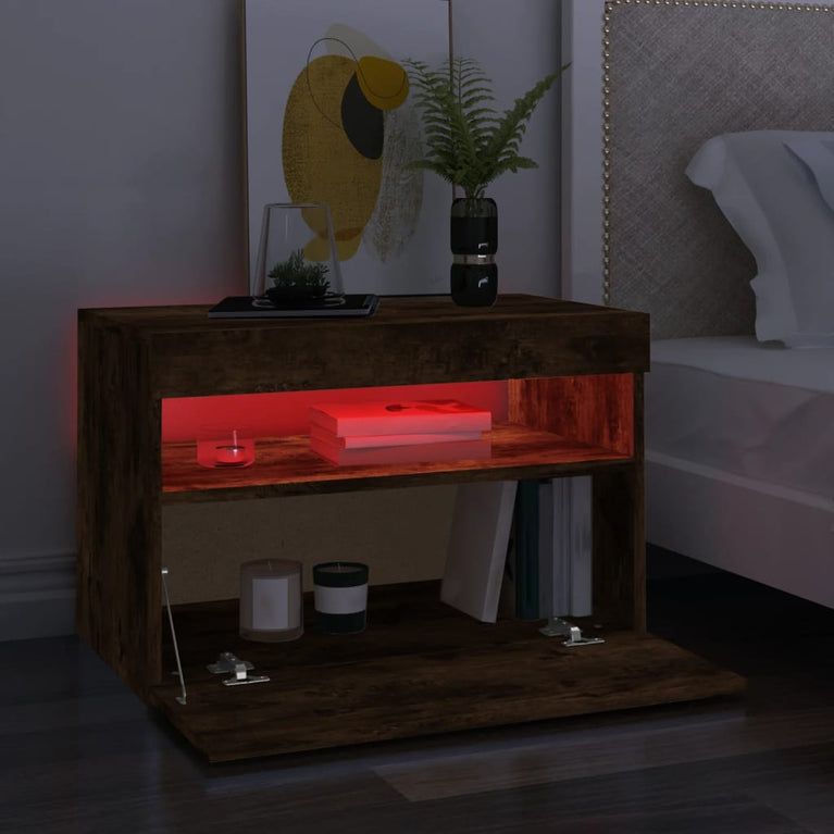 Tv-meubels 2 st met LED-verlichting 60x35x40 cm gerookt eiken MeubelReus