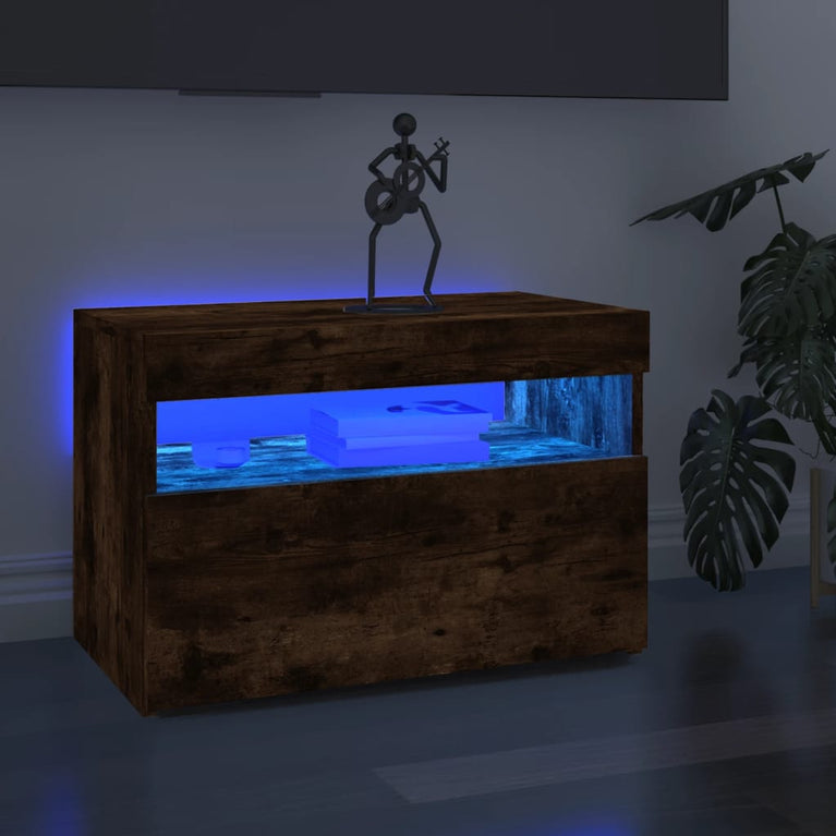 Tv-meubels 2 st met LED-verlichting 60x35x40 cm gerookt eiken MeubelReus