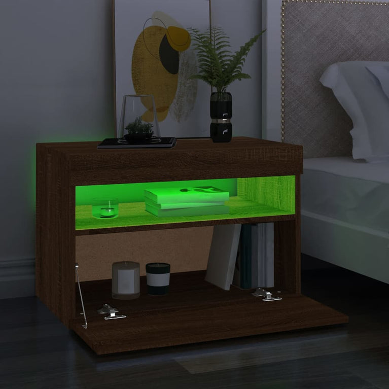 Tv-meubels 2 st met LED-verlichting 60x35x40 cm bruineikenkleur MeubelReus