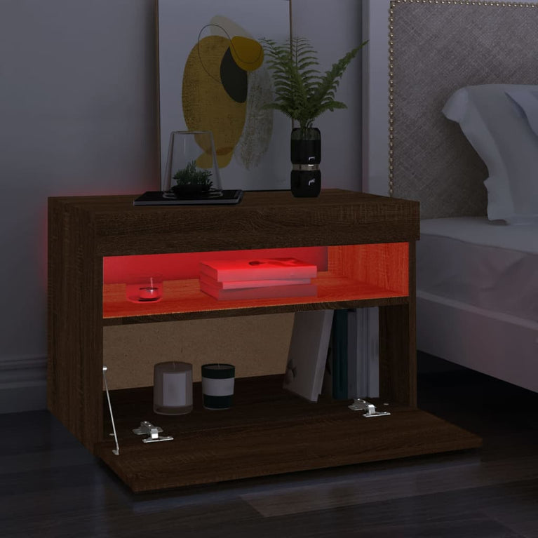 Tv-meubels 2 st met LED-verlichting 60x35x40 cm bruineikenkleur MeubelReus
