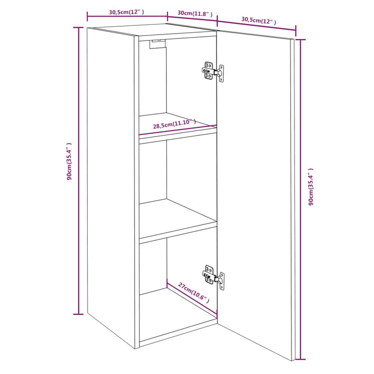 Tv-meubel 30,5x30x90 cm bewerkt hout bruineikenkleurig MeubelReus