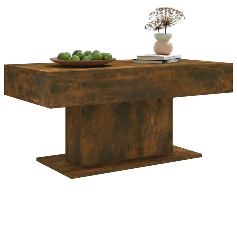 Salontafel 96x50x45 cm bewerkt hout gerookt eikenkleurig