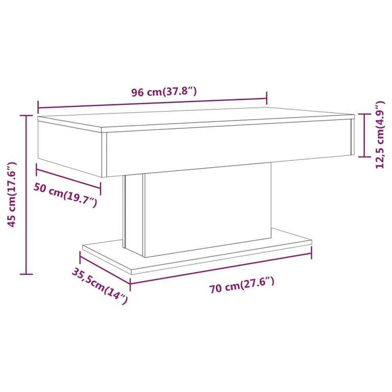 Salontafel 96x50x45 cm bewerkt hout grijs sonoma eikenkleurig