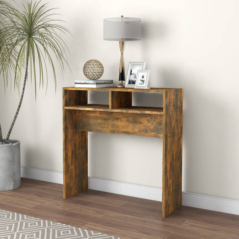 Wandtafel 78x30x80 cm bewerkt hout gerookt eikenkleurig MeubelReus