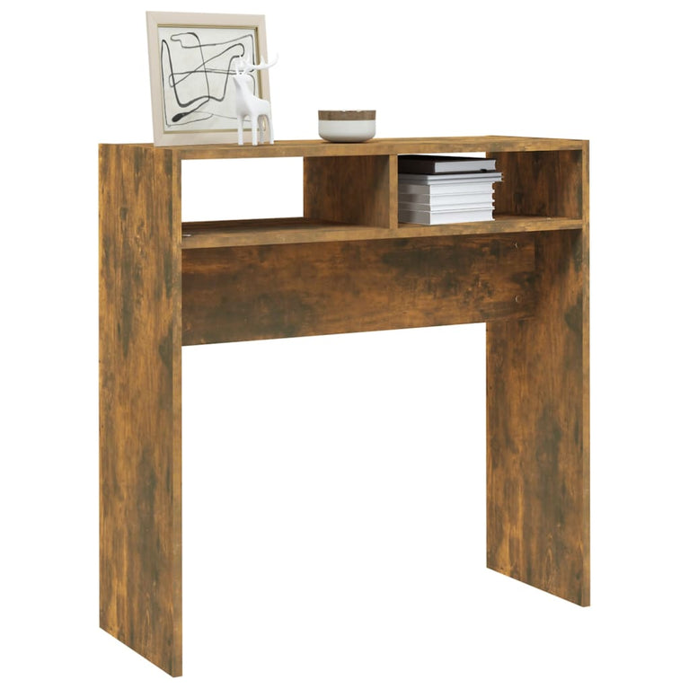 Wandtafel 78x30x80 cm bewerkt hout gerookt eikenkleurig MeubelReus