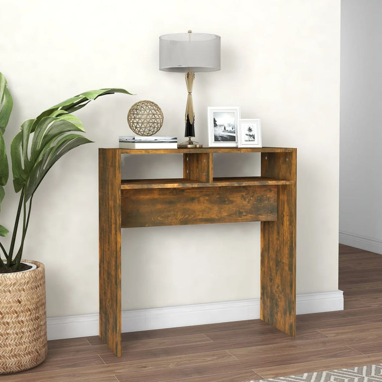 Wandtafel 78x30x80 cm bewerkt hout gerookt eikenkleurig MeubelReus