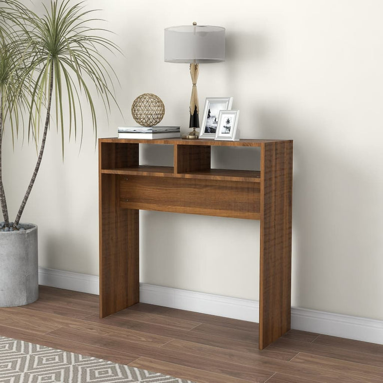 Wandtafel 78x30x80 cm bewerkt hout bruineikenkleurig MeubelReus