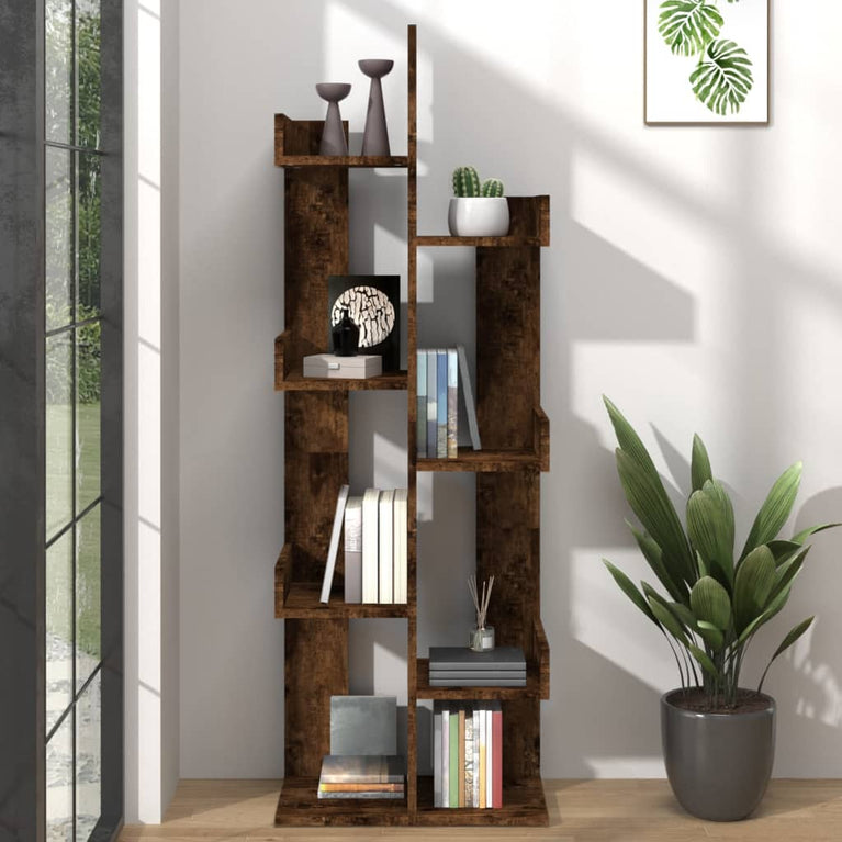 Boekenkast 48x25,5x140 cm bewerkt hout gerookt eikenkleurig MeubelReus
