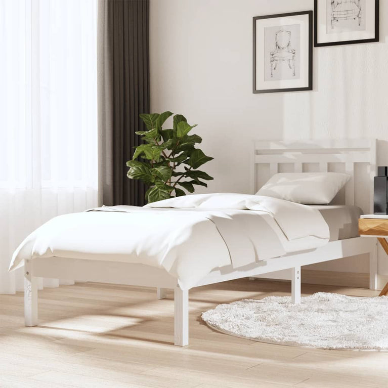 Bedframe massief hout wit 75x190 cm 2FT6 small single