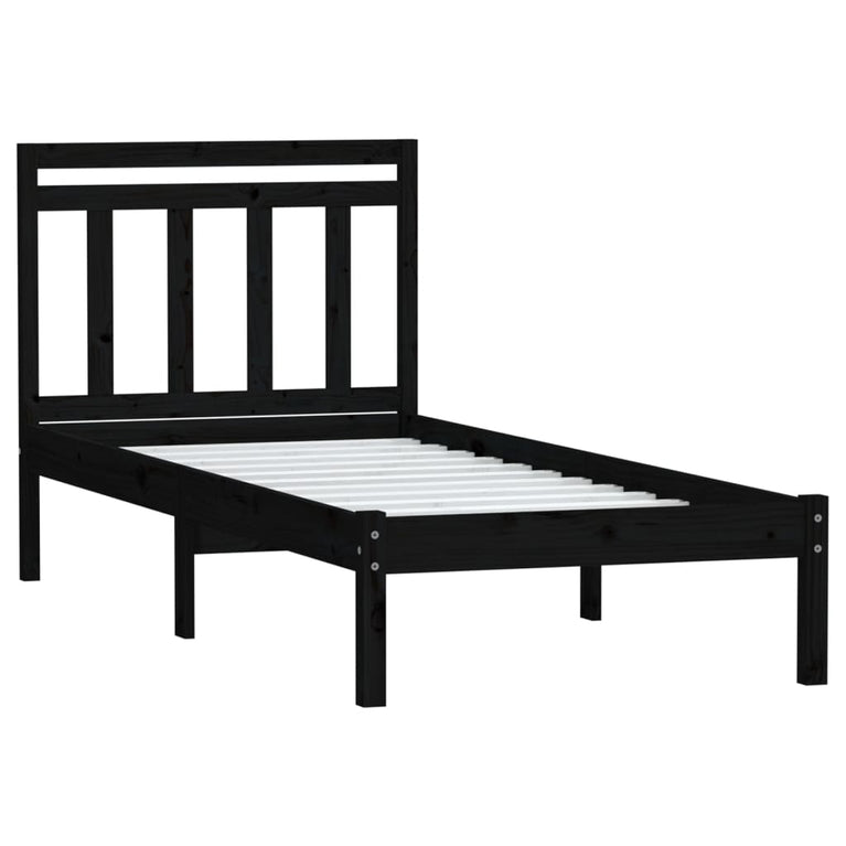 Bedframe massief hout zwart 75x190 cm 2FT6 small single
