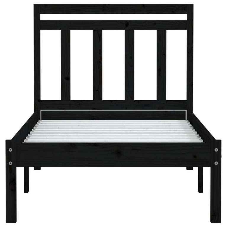 Bedframe massief hout zwart 75x190 cm 2FT6 small single