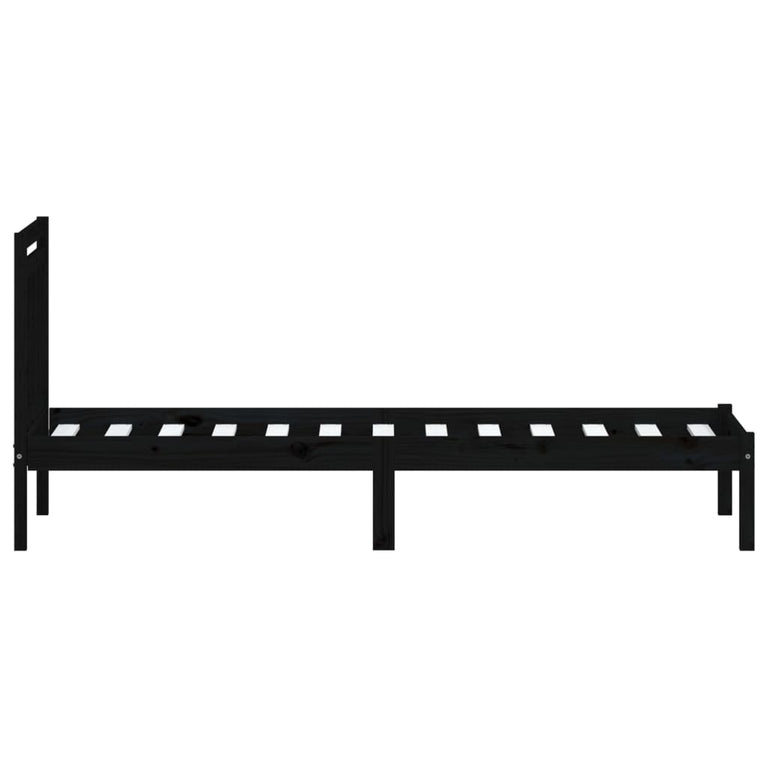 Bedframe massief hout zwart 75x190 cm 2FT6 small single