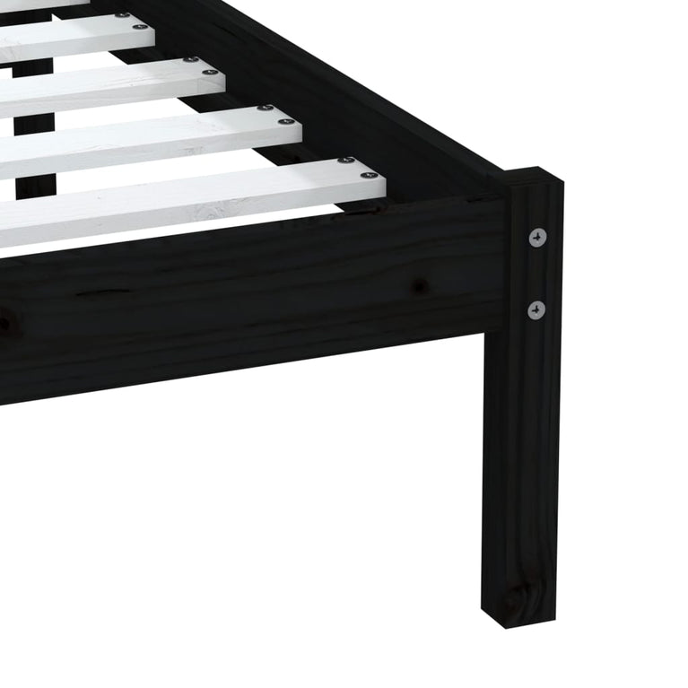 Bedframe massief hout zwart 75x190 cm 2FT6 small single