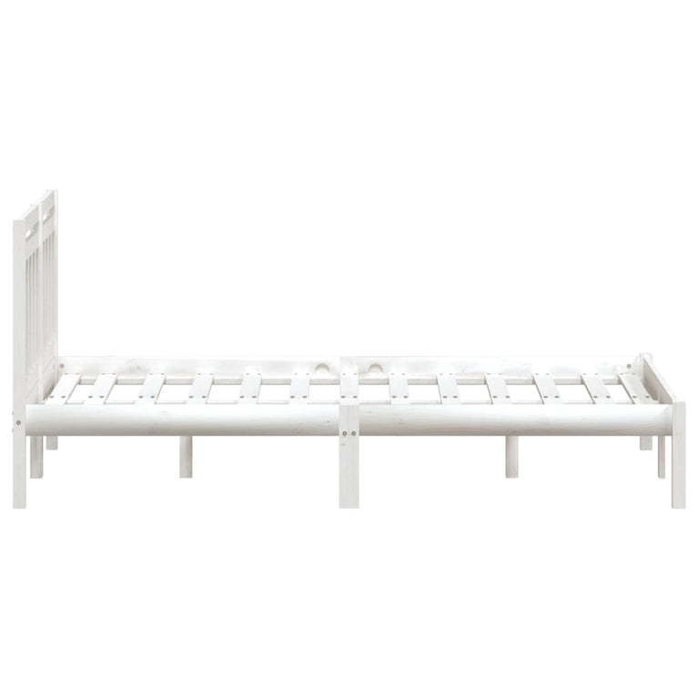 Bedframe massief grenenhout wit 140x190 cm