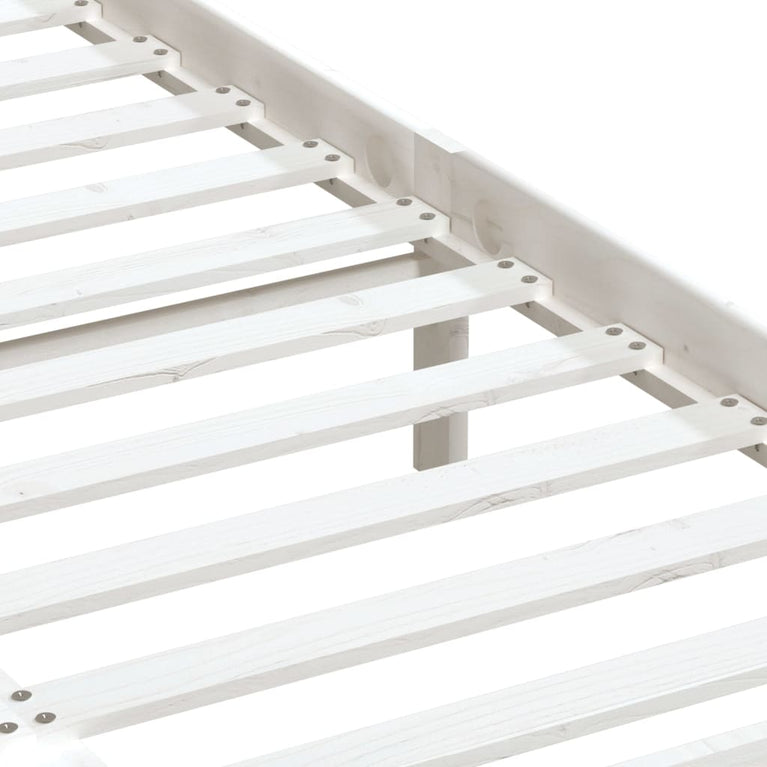Bedframe massief grenenhout wit 140x190 cm
