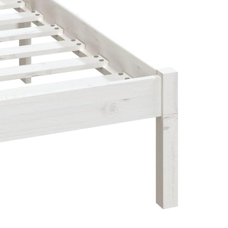 Bedframe massief grenenhout wit 140x190 cm