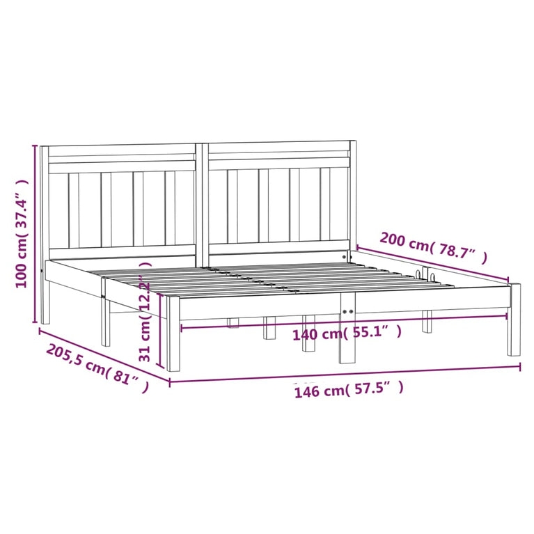 Bedframe massief grenenhout 140x200 cm
