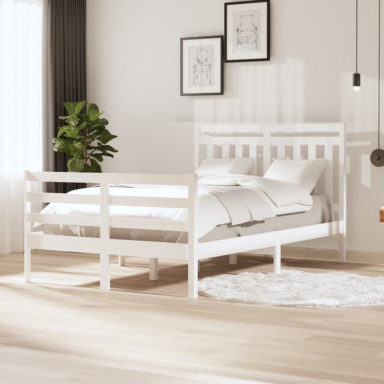 Bedframe massief hout wit 120x190 cm 4FT Small Double