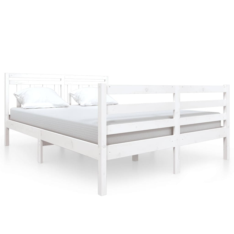 Bedframe massief hout wit 140x190 cm