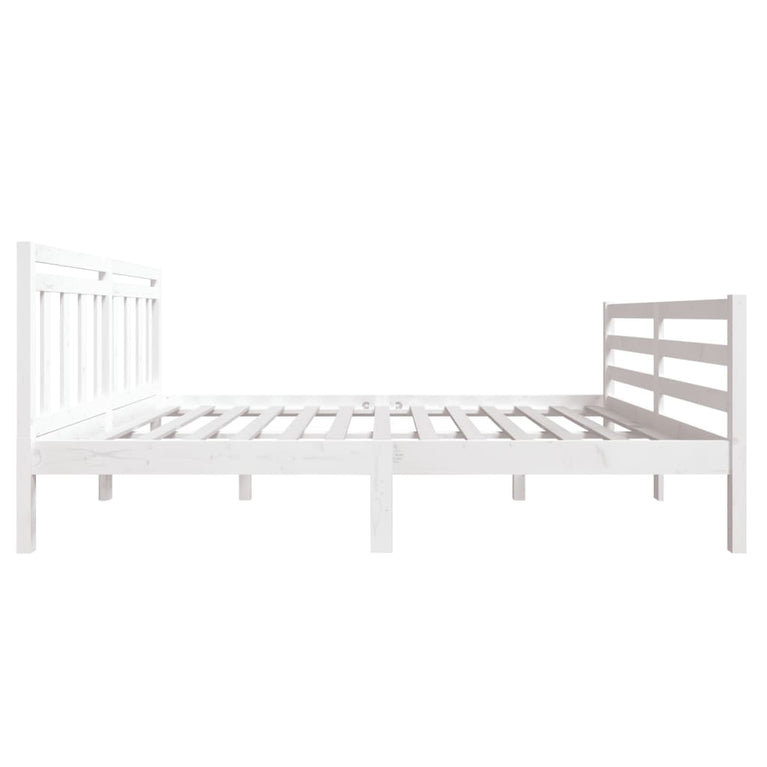 Bedframe massief hout wit 140x190 cm
