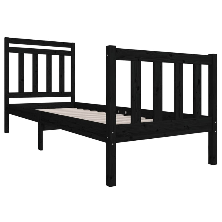 Bedframe massief hout zwart 75x190 cm 2FT6 Small Single
