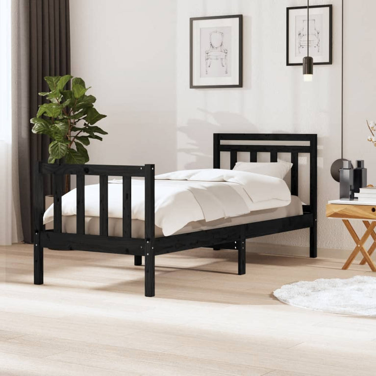 Bedframe massief hout zwart 75x190 cm 2FT6 Small Single