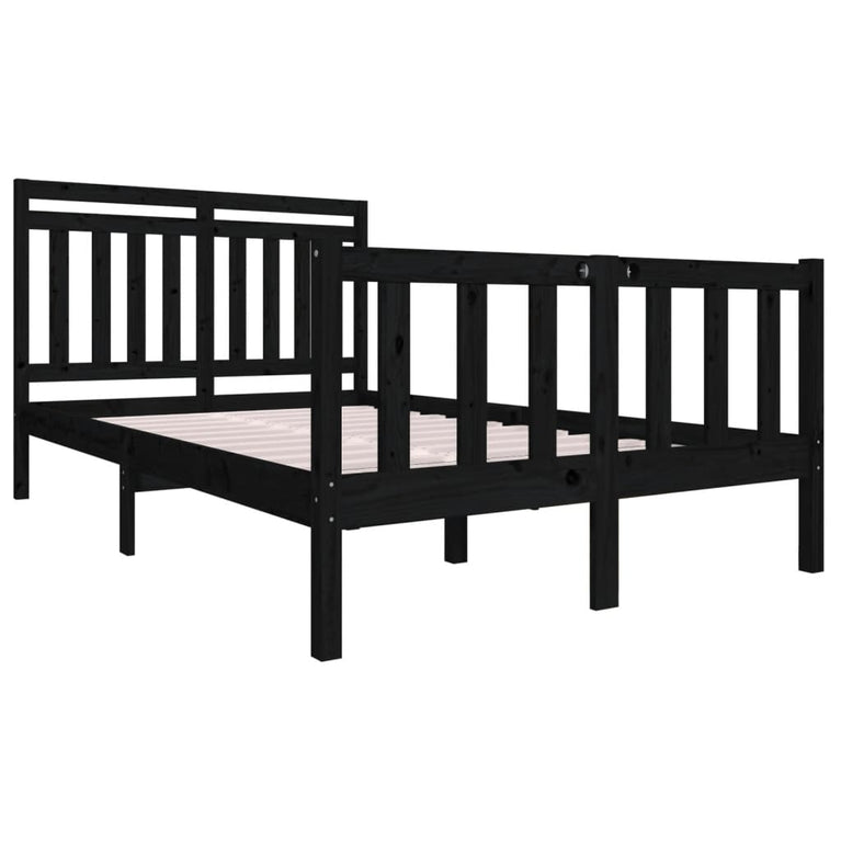 Bedframe massief hout zwart 120x190 cm 4FT Small Double