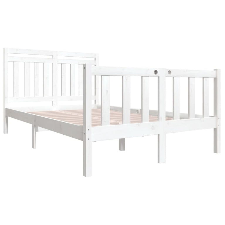 Bedframe massief hout wit 140x190 cm