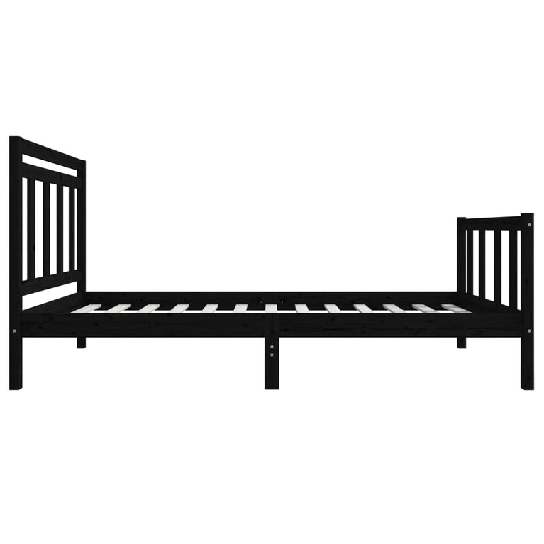 Bedframe massief hout zwart 100x200 cm