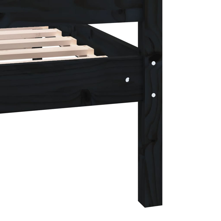 Bedframe massief hout zwart 100x200 cm