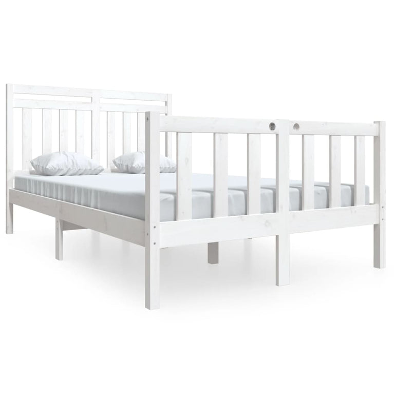 Bedframe massief hout wit 120x200 cm