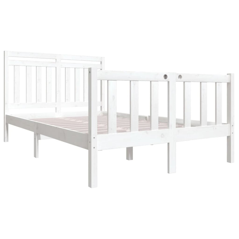 Bedframe massief hout wit 140x190 cm