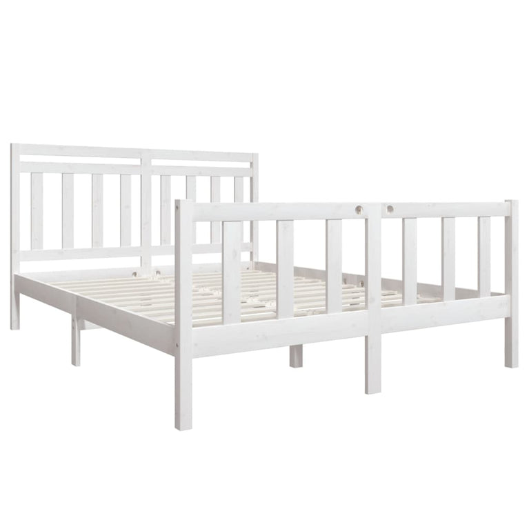 Bedframe massief grenenhout wit 160x200 cm