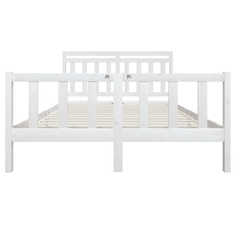 Bedframe massief grenenhout wit 160x200 cm