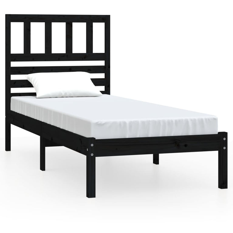 Bedframe massief grenenhout zwart 75x190 cm Small Single