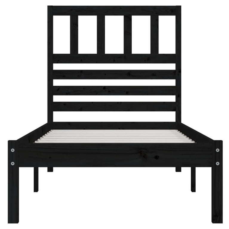 Bedframe massief grenenhout zwart 75x190 cm Small Single