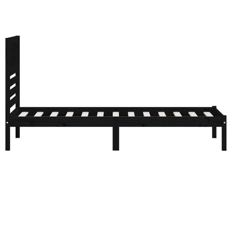 Bedframe massief grenenhout zwart 75x190 cm Small Single