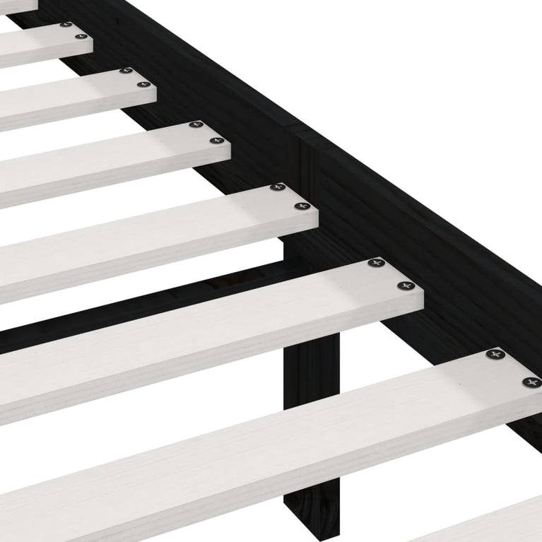 Bedframe massief grenenhout zwart 75x190 cm Small Single