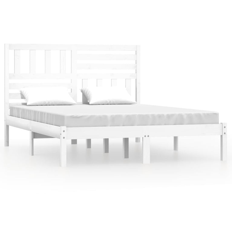 Bedframe massief grenenhout wit 140x200 cm