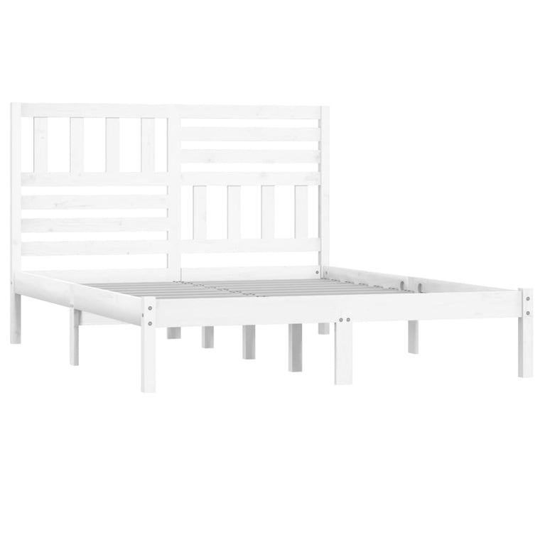 Bedframe massief grenenhout wit 140x200 cm