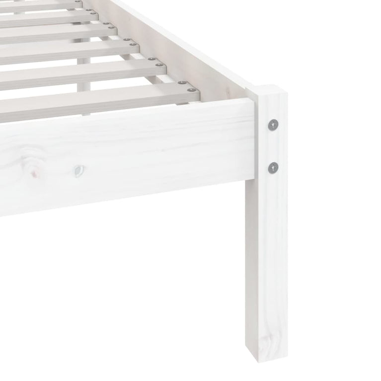 Bedframe massief grenenhout wit 140x200 cm