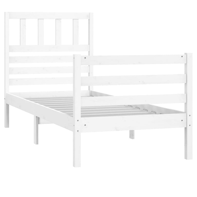 Bedframe massief hout wit 75x190 cm 2FT6 small single