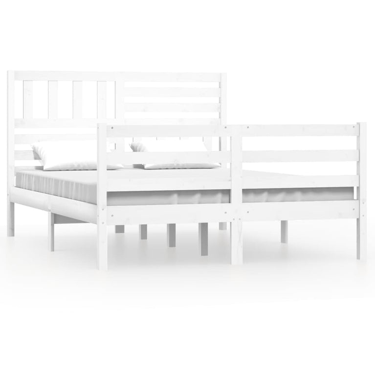 Bedframe massief hout wit 120x200 cm