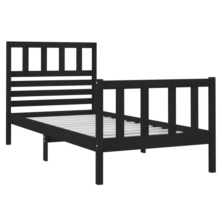 Bedframe massief hout zwart 75x190 cm 2FT6 small single